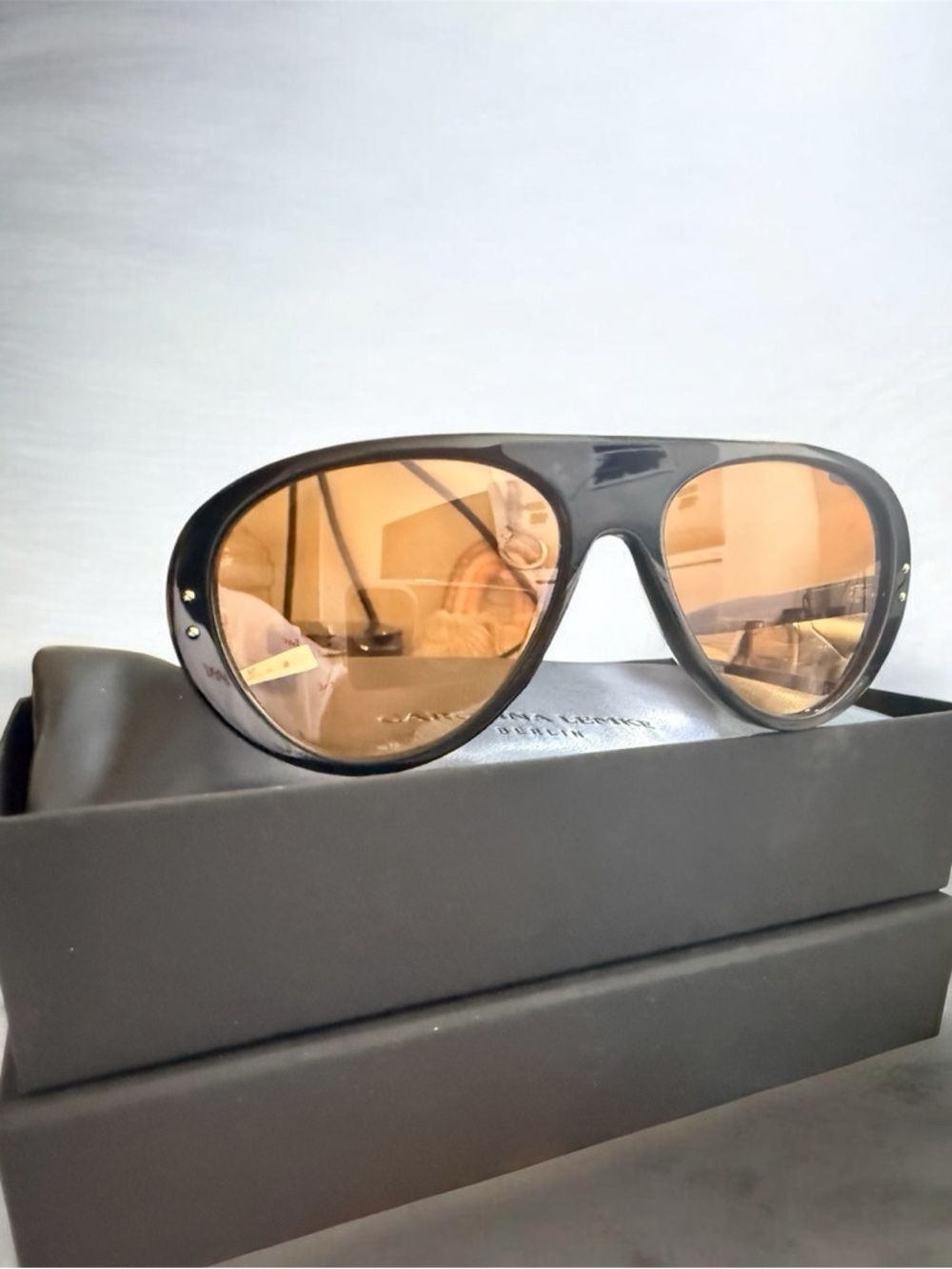 MOST WANTED Meibern -Carolina Lemke Black Sunglasses- Amber Lenses
